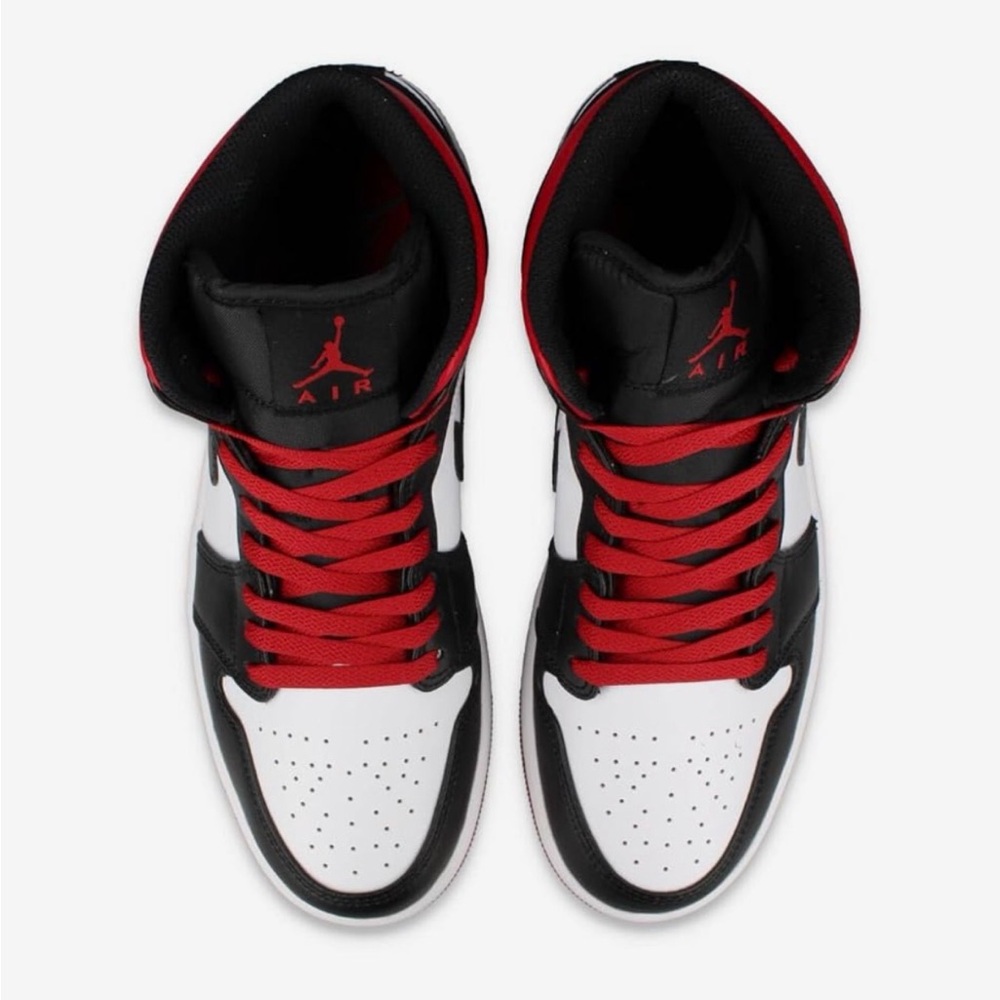 Air Jordan 1 Mid Cut White Red Black Sneakers Size 6.5Y